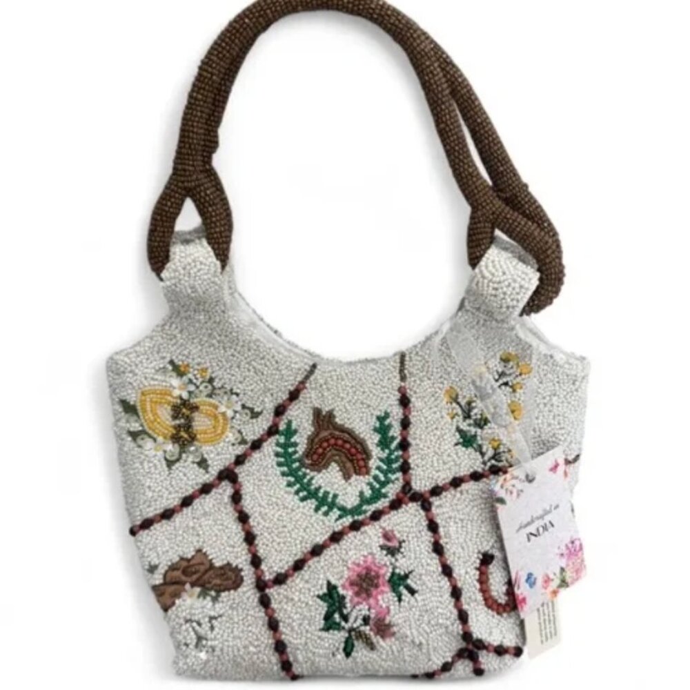 Handcrafted in India Western Theme Beaded Bag Horses Horse Shoes NWT
